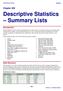 Descriptive Statistics Summary Lists