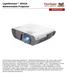The ViewSonic networkable LightStream PJD6552LW WXGA projector with a sleek white chassis, features 3,500 lumens, majestic style, intuitive design