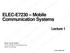 ELEC-E7230 Mobile Communication Systems