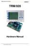 TRM/920 Hardware Documentation TRM/920. Hardware Manual SSV SOFTWARE SYSTEMS 1