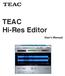 TEAC Hi-Res Editor. User's Manual