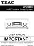 IMPORTANT! USER MANUAL. LPU192CD Hi-Fi Turntable Stereo System WARRANTY INFORMATION INSIDE. PLEASE READ.