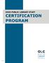OHIO PUBLIC LIBRARY STAFF CERTIFICATION PROGRAM