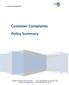 Customer Complaints Policy Summary