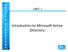 UNIT 1. Introduction to Microsoft Active Directory