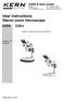 User instructions Stereo zoom microscope
