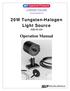 20W Tungsten-Halogen Light Source. Operation Manual
