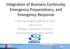 Integration of Business Continuity, Emergency Preparedness, and Emergency Response