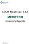 CPSM MEDITECH Inventory Reports