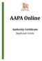 AAPA Online. Authority Certificate Applicant Guide