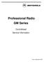 Professional Radio GM Series. Controlhead Service Information