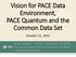 Vision for PACE Data Environment, PACE Quantum and the Common Data Set. October 21, 2015