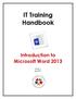 IT Training Handbook Introduction to Microsoft Word 2013