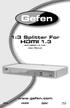 1:3 Splitter For 1.3. EXT-HDMI User Manual.