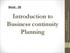 Introduction to Business continuity Planning