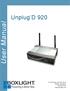 Unplug D 920. User Manual. 151 NE State Hwy 300, Ste A Belfair, WA