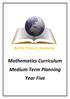 Mathematics Curriculum Medium Term Planning Year Five