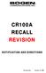 CR100A RECALL REVISION NOTIFICATION AND DIRECTIONS