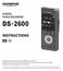 DS-2600 INSTRUCTIONS DIGITAL VOICE RECORDER
