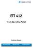 ETT 412 Touch Operating Panel Technical Manual