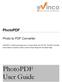 PhotoPDF User Guide. PhotoPDF. Photo to PDF Converter